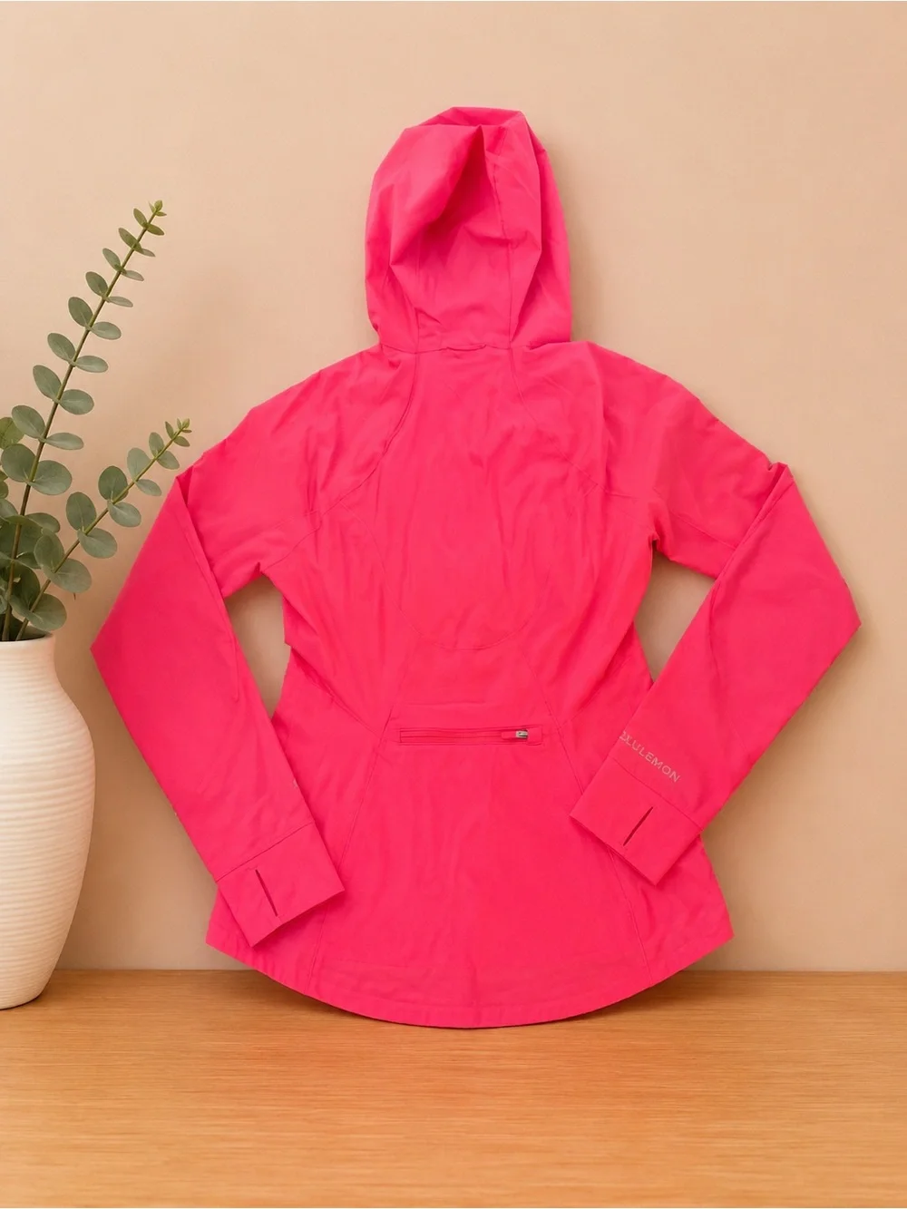 Lululemon Mist Over Hooded Running Jacket Glazed Pink Full Zip Size 6